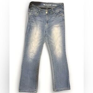 Wallflower Women’s Plus Instastretch Distressed Curvy Boot Cut Jeans Sz 14 Reg